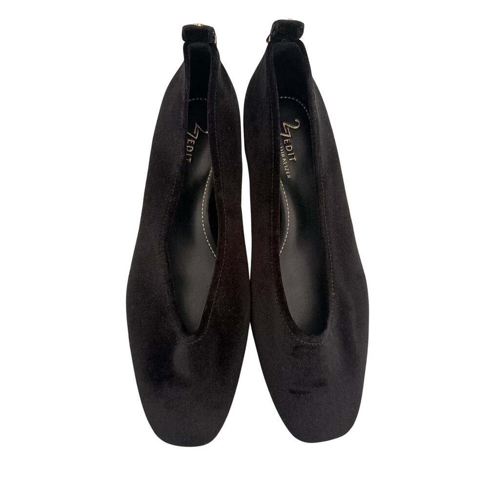 27 Edit Naturalizer Womens 6.5 Black Velvet Square Toe Ballet Flats Slip On